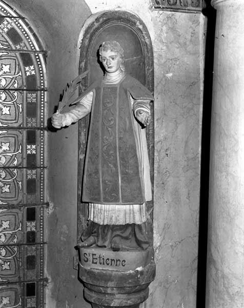 2 statues (petite nature) : saint Etienne, saint Vincent de Paul