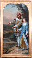tableau : Pierre II de Valois comte d'Alençon et du Perche et sa fille devant la chartreuse du Val-Dieu
