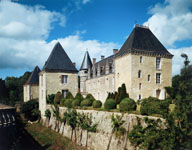 Château des Feugerets : Logis et cour d'honneur vus du sud.