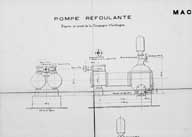 Assainissement de la ville de Trouville. Machines... détail : pompe refoulante, élévation et coupe côté de la vapeur.- Plan, coupe, élévation, 1892.