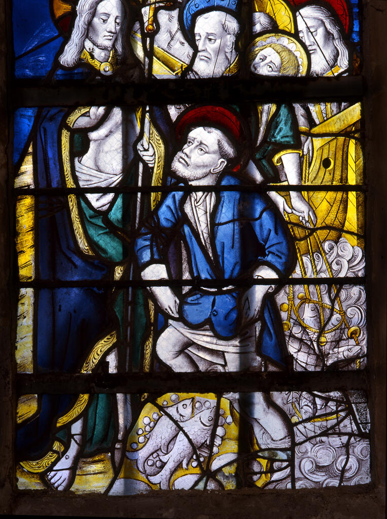 verrière : vie publique du Christ, Pentecôte (la), (baie 5)