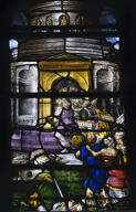 verrière historiée : Triomphe de la Vierge (baie 15)