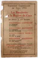 Publicité pour les biscuiteries à l'exposition commerciale de Caen de 1951.- Publicité, 1951. (Collection particulière Vinchon).
