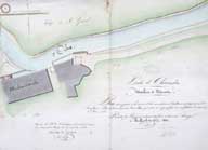 Plan d'une partie de la rivière d'Orbec aux abords de l'établissement projeté par le sieur Jean-François Petit, de la commune de Beuvillers, à joindre au rapport fait sur sa pétition en date du 2 mars 1831.- Plan, Pouettre, 30 août 1831. (AD Calvados. S 1142).