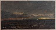 tableau : Paysage soleil couchant sur la mer