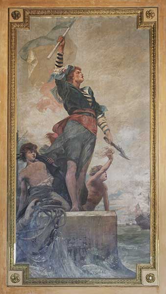 ensemble n°2 de deux peintures monumentales : La Marine, la Campagne