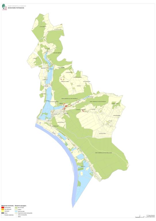 Carte synthétique de l'inventaire croisé des patrimoines, 2016 (SIG du PNRBSN).