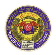 Camembert fabriqué dans le Pays d'Auge - Henri Lepetit - St Maclou par Mesnil-Mauger (Calvados) Normandie - Le supérieur - A. L. et ses fils - Maison fondée en 1872".- Etiquette de fromage