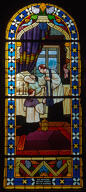 Ensemble de 2 verrières historiées et commémoratives de la guerre de 1914-1918 : Confirmation et Extrême onction ; à la mémoire de Victor Anffray (baies 5 et 6)