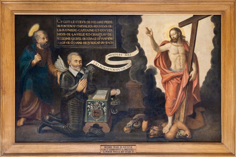 tableau : Pierre de Fontenay présenté au Christ par son saint patron