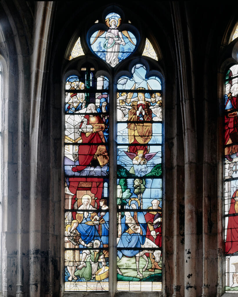 verrière : vie de la Vierge, vie du Christ (baie 9)
