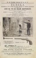 Jeu de tir de salon, pistolet à flèches Euréka, catalogue 1890 (Collection particulière).