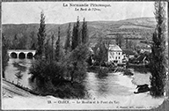 23. - Clécy. - Le Moulin et le Pont du Vay.- Carte postale, s.d., début 20e siècle. (AD Calvados. 18 Fi 731/18).