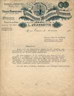 Lettre à en-tête, annonce par Lucien Jeannette de la reprise de l'usine adressée à la Maison Pate et Ledesert de Bretteville-sur-Odon.- Papier à en-tête, 10 octobre 1951, 20,8 x 26,9 cm. (Collection particulière Vinchon).