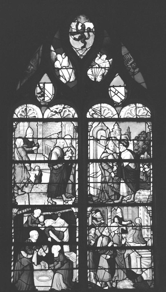 verrière historiée : Vie de la Vierge (baie 1)