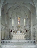 ensemble du maître-autel : autel, tabernacle, 2 statues