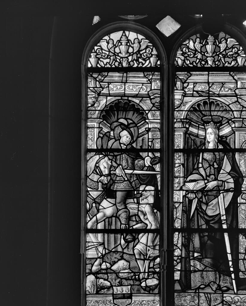 verrière, baie 12 : saint Martin, sainte Catherine, saint Nicolas