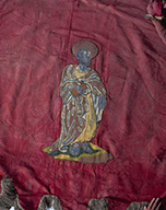 bannière de procession de paroisse : saint Pierre, sainte Geneviève de Paris