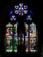 verrière hagiographique, commémorative et ex-voto de la guerre de 1914-1918 : Vie de sainte Jeanne d'Arc (baie O)