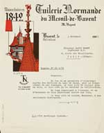 Papier à en-tête de la Tuilerie Normandie du Mesnil de Bavent, M. Dupont.- Papier à en-tête, 3 novembre 1953 (pré-imprimé pour 193X).