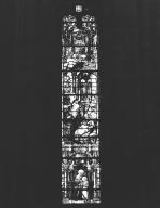 verrière historiée : Nativité, Education de la Vierge (baie 3)