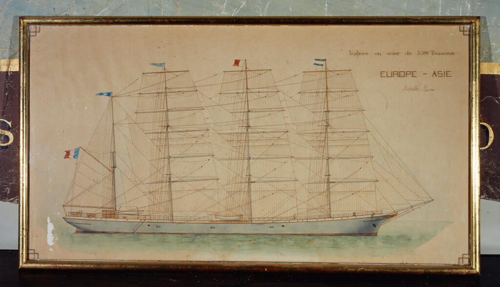 bateau de marchandises en vrac : quatre mâts barque (vracquier) dit ASIE