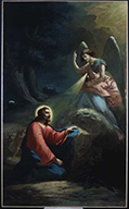 ensemble de 2 tableaux d'autel : Agonie du Christ, Résurrection du Christ