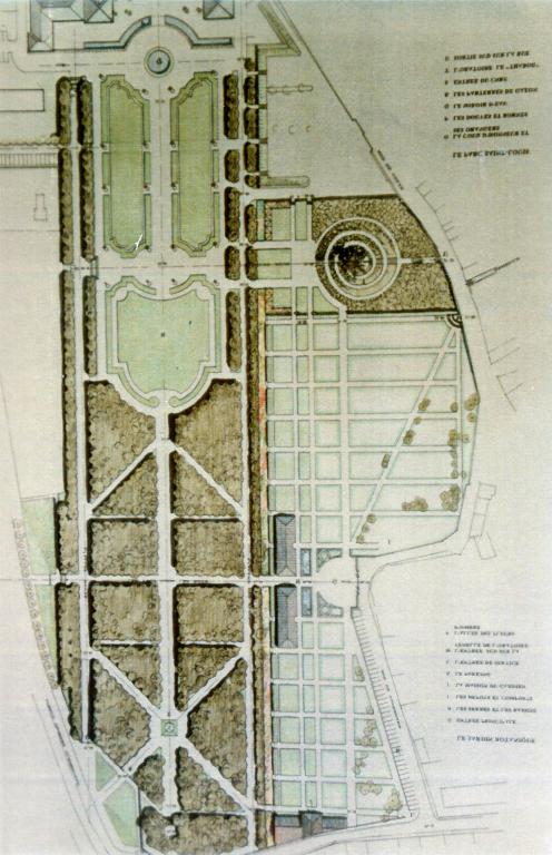 jardins de l'abbaye de bénédictines de la Trinité dite abbaye aux Dames, actuellement parc dit parc Michel-d'Ornano de l'hôtel de Région