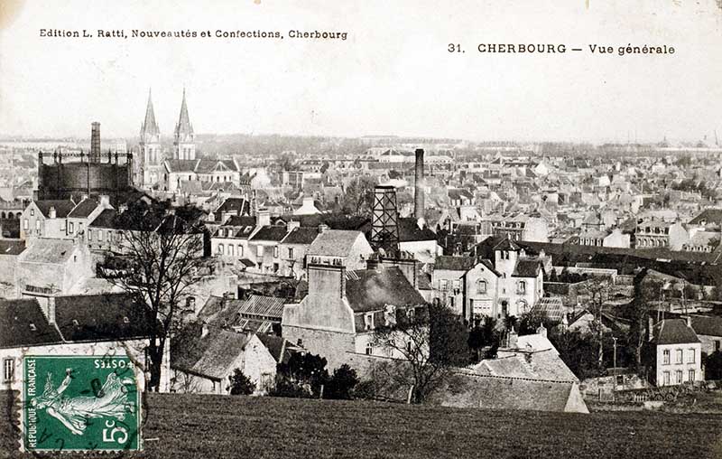 31. CHERBOURG - Vue générale.- Carte postale, Edition L. Ratti, Nouveautés et Confections, Cherbourg. (AD Manche. Série FI).