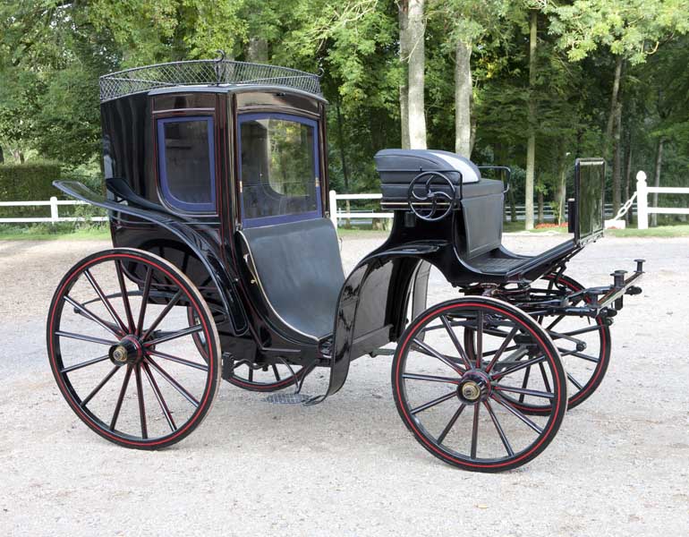 voiture hippomobile, milord fermé, dit cabriolet à la française ou cabriolet à 4 roues