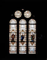 verrière : saint Antoine au désert, Vierge Marie, saint Jacques le Majeur (baie 16)
