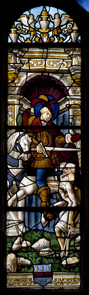 verrière, baie 12 : saint Martin, sainte Catherine, saint Nicolas