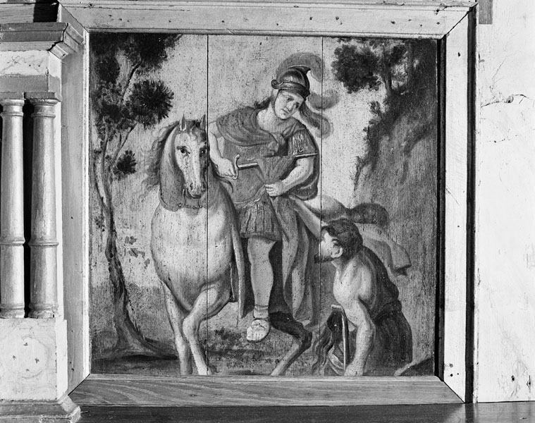 2 peintures : Charité de saint Martin, saint Georges terrassant le dragon