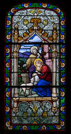 verrière hagiographique et commémorative de la guerre de 1914-1918 : Sainte Famille ; à la mémoire d'Alphonse Pichon