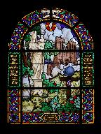 verrière historiée et commémorative de la guerre de 1914-1918 : Vierge à l'Enfant