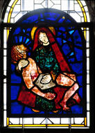 verrière historiée : Vierge de Pitié (baie 1)