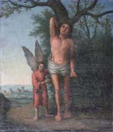 tableau d'autel : saint Sébastien secouru par un ange