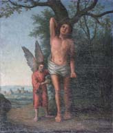 tableau d'autel : saint Sébastien secouru par un ange