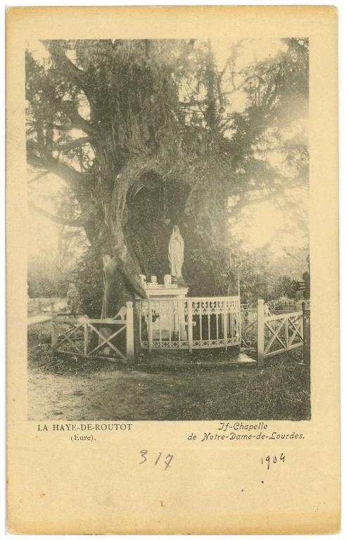 ifs millénaires, chapelle Sainte-Anne-des-Ifs et oratoire Notre-Dame-de-Lourdes