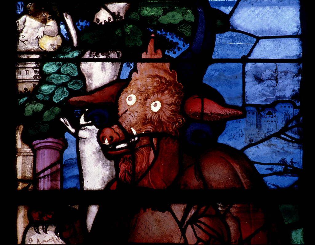 verrière : Annonciation, l'Assomption, légende de Théophile (baie 18)