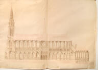 ensemble de plans et dessins d'architecture de la basilique Notre-Dame de Bonsecours