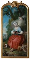 2 tableaux d'autel : saint Pierre, sainte Geneviève de Paris