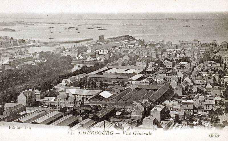 54. CHERBOURG - Vue générale.- Carte postale, éd. Jan. (AD Manche. Série FI).