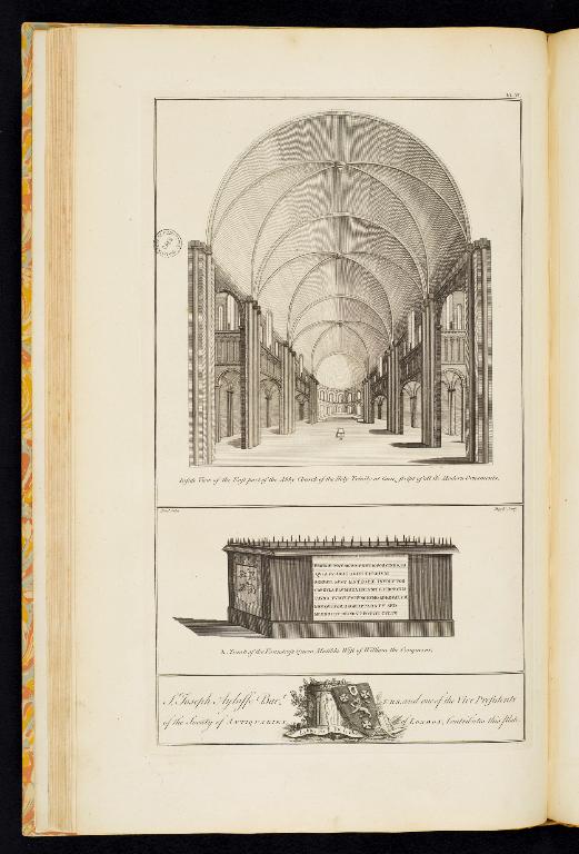 Anglo-norman antiquities, considered in a tour through part of Normandy : Tomb of the Foundress Queen Matilda Wife of the William the Conqueror, pl. VI.- J. Bayly d'après Noël, 1767. (Bibliothèque universitaire Droit-Lettres de Caen. N VIII D 472 BUDL.DLRES).