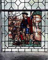 verrière historiée et décorative : Saint Roch soigné par l'ange (baie 6)