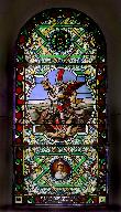 verrière hagiographique et commémorative de la guerre de 1914-1918 : Saint Michel terrassant le dragon - A la mémoire de Michel Buffet