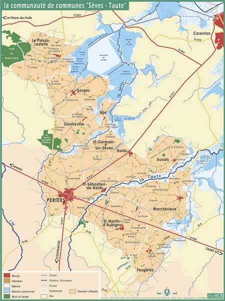 Carte de la Communauté de communes de Sèves-Taute.