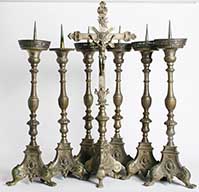 ensemble n°2 de 6 chandeliers et croix d'autel