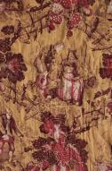 Tissu, coton imprimé, scène de la vie rurale, camaïeu rouge, vers 1860. (Collection partciulière).