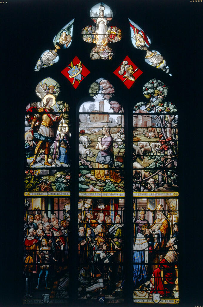 verrière historiée : Scènes de la vie de Jeanne d'Arc (baie 12)